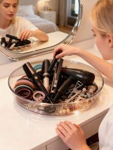 1 pieza Bandeja de almacenamiento de baño de 14 pulgadas (con base antideslizante) - Bandeja de plástico resistente, adecuada para cocina, despensa, refrigerador, baño y encimera, diseño de gran capacidad para ahorrar espacio, superficie duradera y fácil de limpiar, ideal para almacenar especias, adecuada tanto para hombres como para mujeres - Multicolor - Ver 3