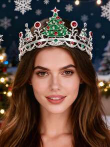 1pc Fashionable & Elegant Christmas Birthday Party Crown - 4367 Silver - View 7