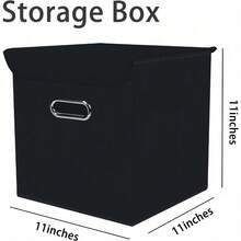 Fabric Storage Cube Bins With Lids Closet Organizers Collapsible Storage Bins Basket With Handles For Home,Storage Boxes For Organizing,1 Pack,(Black) - 黑色 - 查看 3