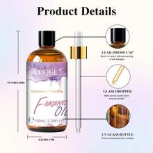 1 Botella de 100ml/3.38 Fl Oz de Aceite Esencial de Fragancia EUQEE, Adecuado para Difusor de Varillas, Velas y Jabones Artesanales de Aromaterapia DIY, Aceite Premium para Difusor de Aromas, Aliviar el Estrés de la Oficina, Eliminar Olores Interiores, Masaje para el Cuidado de la Piel, Crear Ambiente de Yoga