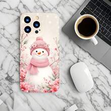 1PC Phone Case ,  Snowman Winter Flowers Pink Scarf , Stylish Phone Case, Phone Decoration, All-around Lens Protection, Creative Small Gift, Funny Gift for Boys and Girls - Schwarz - Übersicht 5