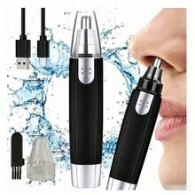 1 pieza Recortador de vellos nasales eléctrico portátil unisex Afeitadora de vello nasal y de orejas para hombres - Recortadora de vello nasal eléctrica con USB para mujeres - Pinza nasal depiladora indolora para cejas y rostro, Regalo para el Día del Padre Recortador eléctrico portátil para vello nasal y auditivo. Recortador facial profesional sin dolor para cejas, sin cable, unisex. Recortador eléctrico de vellos nasales, apto para vellos de la nariz y orejas, afeitadora de vellos nasales para mujeres y hombres, dispositivo de depilación indolora para cejas y rostro. - Negro - Ver 2
