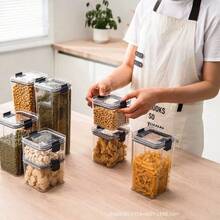 1pc Airtight Food Storage Containers Are Set To Spread, Large Capacity Of Pasta Candy Jars With Lids, For Plastic Dry Food Organized In Kitchen Food Pantry For Cereals, Rice, Rice, Pasta, Tea, Tea, Nuts And Coffee - Multicolor - View 7