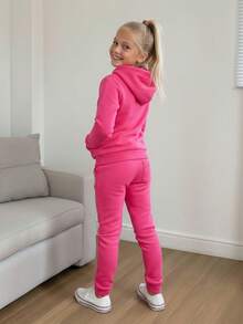 Conjunto para niña de sudadera con capucha y pantalón jogger. - Rosa - Ver 3