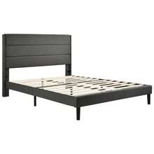 Polsterbett 140 X 200 Cm, Bettgestell Mit Lattenrost & Kopfteil, Gepolstertes Doppelbett, Textilbezug Leinen In Dunkelgrau, Modern Zeitloses Design, Jugendbett (Mit Matratze) - Dark Grey - View 10