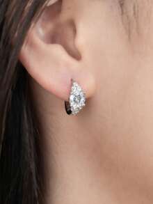 Classical Elegant Stud Earrings For Women Men Couple,5A Cubic Zirconia Stud Earrings,Retro And Unique Design,Classic Jewelry For Ladies Wife Groom,Christmas Thanksgiving Birthday New Year Gifts,Engagement Wedding Gifts For Couple Friend Bride - Silver - View 6