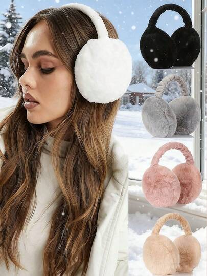 Protetores de ouvido dobráveis de pelúcia macia (1 unidade), design dobrável estilo hambúrguer, versáteis, forro que absorve a umidade, unissex, confortáveis e quentes para atividades ao ar livre no inverno.