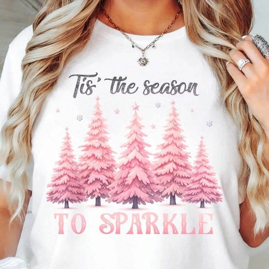 Camiseta rosa con árbol de Navidad, top navideño brillante y festivo.JPG220g WoM-en's 100% Cotton T-Shirt - Feminine and Comfortable FiT-Suitable for all people, whether woM-en or M-enhigh-quality durable fabric suitable for all seans,ft to the touch but built to lastBreathabletops woM.en fall outfiT.S for woM.en vaC.Ation outfiT.S woM.en halloween costume - Blanco - Ver 1
