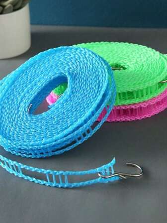 1pc 8m Portable Travel Clothesline, Retractable Camping Clothesline, Adjustable Drying Rope For Indoor And Outdoor Laundry, Household Item. This Elastic And Expandable Clothesline Is Suitable For Backyard, Vacation And Hotel Balcony, Portable And Convenient, An Ideal Choice For Holiday Camping, Vacation Must-Have, Travel Accessory, Summer Vacation.