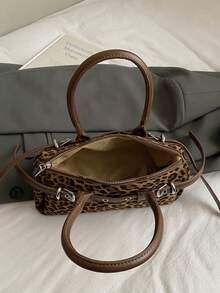 1个时尚PU通勤包，简约纯色复古风休闲单肩包，适合女性通勤、约会、购物，秋冬季适用。 - 彩色 - 查看 4