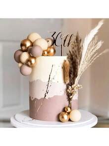 10PCS Apricot Gold Light Brown Ball Cake Topper Shaped Cupcake Insert Cake Topper For Bear Theme Birthday Party Favors Wedding Decor,Christmas - Light Nude Color - View 3