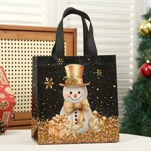 4pcs Christmas Gift Bags Reusable Non-Woven Black Large Christmas Tote Bags With Handles For Gift Wrapping Office Exchange, Xmas Party Favors - Black - View 10