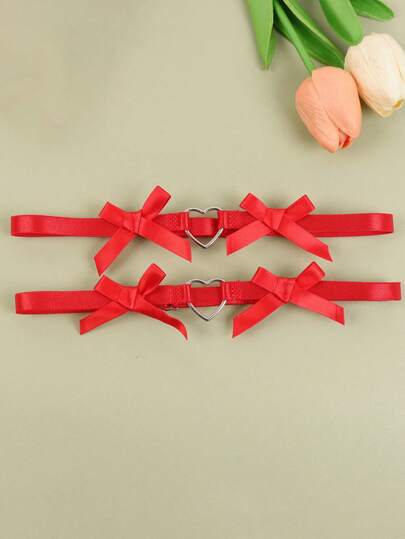 2PCS Music Festival Sexy Garters Bowknot Leg Chain Elastic Bride's Leg Ring Sexy Lingerie Accessories For Parties & Festivals Valentine's Day Christmas