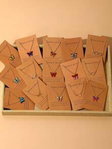 5/15 piezas Elegante conjunto de collares de cartón con lazo, corazón y rhinestones para mujeres, adecuado para citas, fiestas, bailes, festivales, cumpleaños y uso diario (sin caja) - Multicolor - Ver 9