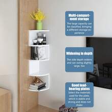 5-Layer PVC Wall-Mounted Corner Floating Bookshelf - 33inch L-Shaped Space-Saving Storage Rack, No Drilling Installation Required, Durable And Easy To Clean, Modern Design Suitable For Living Room, Bedroom, Bathroom, Home Office Decoration - Perfect Easter Gift, Bookshelf Decoration, Bedroom Storage, L-Shaped Design, Easy-To-Clean Material, No Drilling Setup, Practical Storage Rack - màu đen - Xem 1