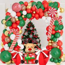 114/98Pcs Christmas Balloon Garland Arch Kit, Xmas Holiday Balloons Red Green White Glod Confetti Balloons With Large Candy Cane Swirl Mylar Foil Balloons, Rich For Christmas Party Decorations