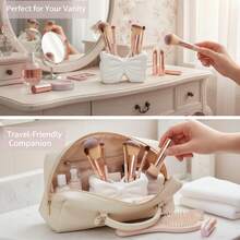 2个蝴蝶结造型牙刷架，可爱牙刷化妆品收纳架，蝴蝶结装饰，个性化蝴蝶结牙刷整理器，浴室台面配件，家居卫浴用品（粉色/白色），也可作桌面花瓶装饰 - 彩色 - 查看 2