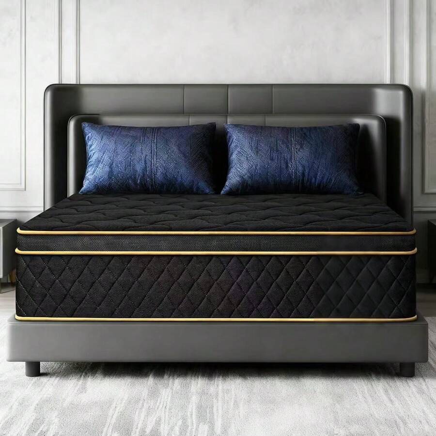 12" Queen Hybrid Mattress In A Box - Medium Firm With Cooling Gel Memory Foam & Pocket Springs For Support, Pressure Relief, Motion Isolation - Includes 365-Night Trial. - 黑色 - 查看 1