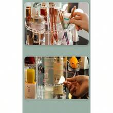 IMLUCKY Organizador de Maquillaje-Caja Organizadora de Cosméticos Giratoria 360-Vitrina de Aalmacenamiento de Tocador Acrílico para Baño/Encimera - Diamante transparente - Ver 4