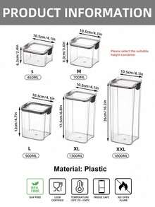 1pc Airtight Food Storage Containers Are Set To Spread, Large Capacity Of Pasta Candy Jars With Lids, For Plastic Dry Food Organized In Kitchen Food Pantry For Cereals, Rice, Rice, Pasta, Tea, Tea, Nuts And Coffee