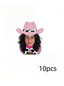 定制人脸五彩纸屑 - 亮面照片剪纸，适用于生日、节日和特殊活动 | 牛仔和女牛仔主题派对装饰 | 个性化人脸桌面装饰，适用于婚礼、单身派对和庆祝派对