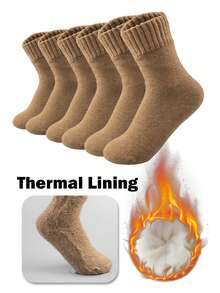 3 đôi tất cổ cao bằng vải nỉ dày dặn dành cho nữ, tất lông ấm áp và bền cho mùa thu/đông, tất giữ nhiệt mềm mại và thoải mái khi đi sàn, tất ngủ - Nhiều màu - Xem 15