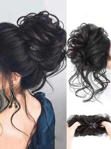 1pc Elegant And Slouchy Hair Bun Ring Female Hair Accessory Suitable For Daily Wear, Outdoor Dressing And DIY Hairstyling For Thick And Wavy Hair Hair Ties Ponytail Holders Hair Elastics Hair Rubber Bands Scrunchies Hair Rope Elastic Hair Tie, Hair Bobbles - 1pc - 查看 4