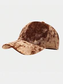 男女通用复古丝绒棒球帽，欧美时尚休闲情侣弯檐遮阳帽，嘻哈平顶帽，秋冬款 - 金絲絨 - 查看 14