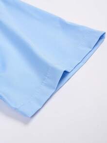 Rand paul Men's Modern Short-Sleeve Shirt With Mandarin Collar, Stretchy Fabric, And Slim Fit Cut. - 淺藍色 - 查看 3