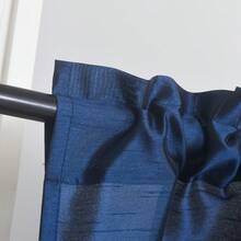 2 Panels Rod Pocket Faux Silk Semi-Sheer Curtains For Living Room Bedroom - Màu xanh nước biển - Xem 6