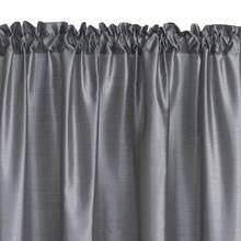 2 Panels Rod Pocket Faux Silk Semi-Sheer Curtains For Living Room Bedroom - 灰色 - 查看 4