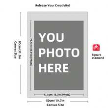 Kit di pittura a diamante personalizzata su misura per adulti, fai da te 5D, arte con punti a forma rotonda/quadrata, con foto, testo e disegno personalizzato, in varie dimensioni (20x25cm), decorazione personalizzata per la casa (Punti rotondi, 30x40cm), kit per adulti, decorazione con pittura a diamanti 5D