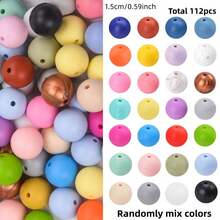 112/198pcs Fashion Round Silicone Beads Jewelry Making Kit - Multi-Color DIY Beading Craft Supplies, Stylish Decorative Beads For Necklaces Bracelets Keychains ID Badge Lanyards Bead Pens, Unisex Gift For Craft Lovers Students Office Workers (9mm/12mm/15mm Optional) - Silicone Round Beads - View 9