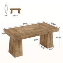 Tribesigns 55-Inch Executive Office Desk, Wooden Computer Desk With Double Pedestal, Modern Simple Writing Studying Table For Home Office - Light Brown - View 7
