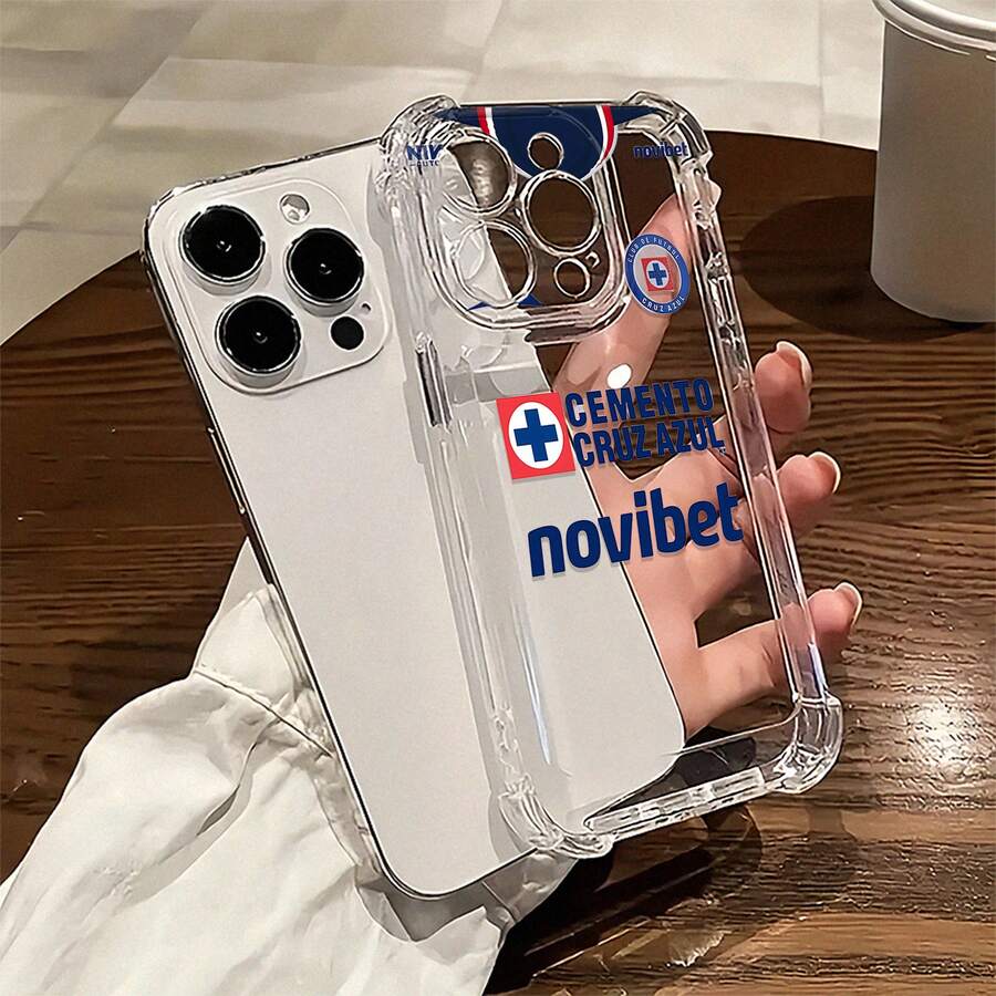 Funda para teléfono Cruz Azul Team Spirit. Compatible con teléfonos ,  17,  16 Pro Max,  15 Pro Max,  13 y  12. Fabricada en TPU para una protección eficaz contra golpes y caídas. Un regalo ideal para familiares, amigos, seres queridos, parejas y para Navidad. - transparente - Ver 1