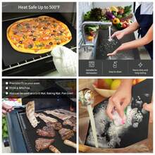 3 Set Nonstick Oven Liner Bottom Of, 16x20 Inch Thick Heavy Duty Oven Liner, Reusable BBQ Grill, Easy To Clean Barbecue Grilling - Black - View 1