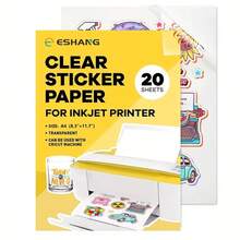 10/20张A4透明优质可打印乙烯基贴纸，自粘型，8.3 x 11.7英寸，不防水，快干，适用于喷墨打印机 - Clear - 查看 12