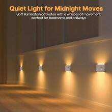 AMILL 4/2/1 PACK Motion Sensor Wall Light, Rechargeable Indoor Stair Night Light With Warm White & Type-C, Wireless Auto On/Off, Human Body Detection For Hallway Bathroom Bedroom - trắng - Xem 11