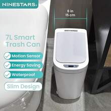 Cubo de basura con sensor de movimiento, 6.8 l, color blanco - Blanco - Ver 7