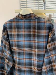 Women's Retro American Plaid Casual Loose Fit Shirt, Suitable For All Seasons