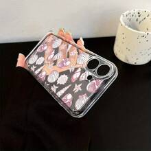 Funda de teléfono de concha de estrella de mar rosa para Oppo A3 A3 Pro A3X A16 A17K A38 A55 A57 A57S A58 A60 A76 A77S A78 A79 A80 5G A95 A98 Reno 5 8T 10 11 Pro 12F, funda de TPU transparente a prueba de golpes de cobertura completa, funda protectora simple y creativa - Colores mixtos - Ver 1