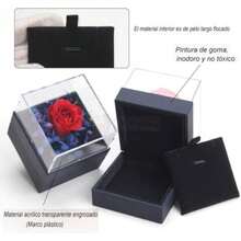 Conjunto Collar Rosa Eterna, Flores Eternas Rosa Roja Real Preservada, Flor Eterna Regalo Aniversario de Bodas, Romántico Regalo para Mujer, Novia, Esposa, Cumpleaños, Aniversario, San Valentín(Azul-Cuadrado) - Multicolor - Ver 7