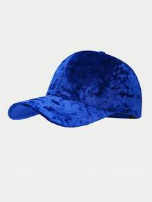 男女通用复古丝绒棒球帽，欧美时尚休闲情侣弯檐遮阳帽，嘻哈平顶帽，秋冬款 - 金絲絨 - 查看 8