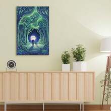 1PC Forest Scenery, Cold White Moon, A Person And A Dog, Green Lines Forming A Dense, Textured Canopy Above The Head, With Branches Extending Outward Pattern Framed Canvas For Living Room,Bedroom,Bathroom,Office,Wall Decor AND Room Decor Gift FOR Home Decoration,Multi Size Available FOR Choose. - Nhiều màu - Xem 4