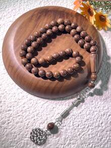 男女通用念珠手链，45颗10毫米树脂单串念珠手链，穆斯林念珠仿琥珀单串手链，简约中东日常情侣手链，男女通用单串念珠手链（TASBIH） - 彩色 - 查看 4