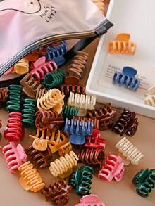 30 piezas de mini pinzas de plástico de colores, accesorios de cabello de uso diario versátiles para mujeres, flequillo, coleta, pinzas decorativas (color aleatorio) - Multicolor - Ver 5