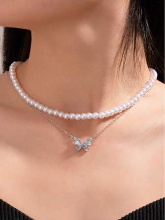 1 st vintage fjärilshalsband i lager, elegant Hong Kong-stil