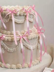 10个红色蝴蝶结蛋糕装饰，适合DIY蝴蝶结装饰、生日派对、周年纪念、婚礼蛋糕装饰、节日礼品包装、烘焙甜点蝴蝶结装饰、主题派对 - 彩色 - 查看 5