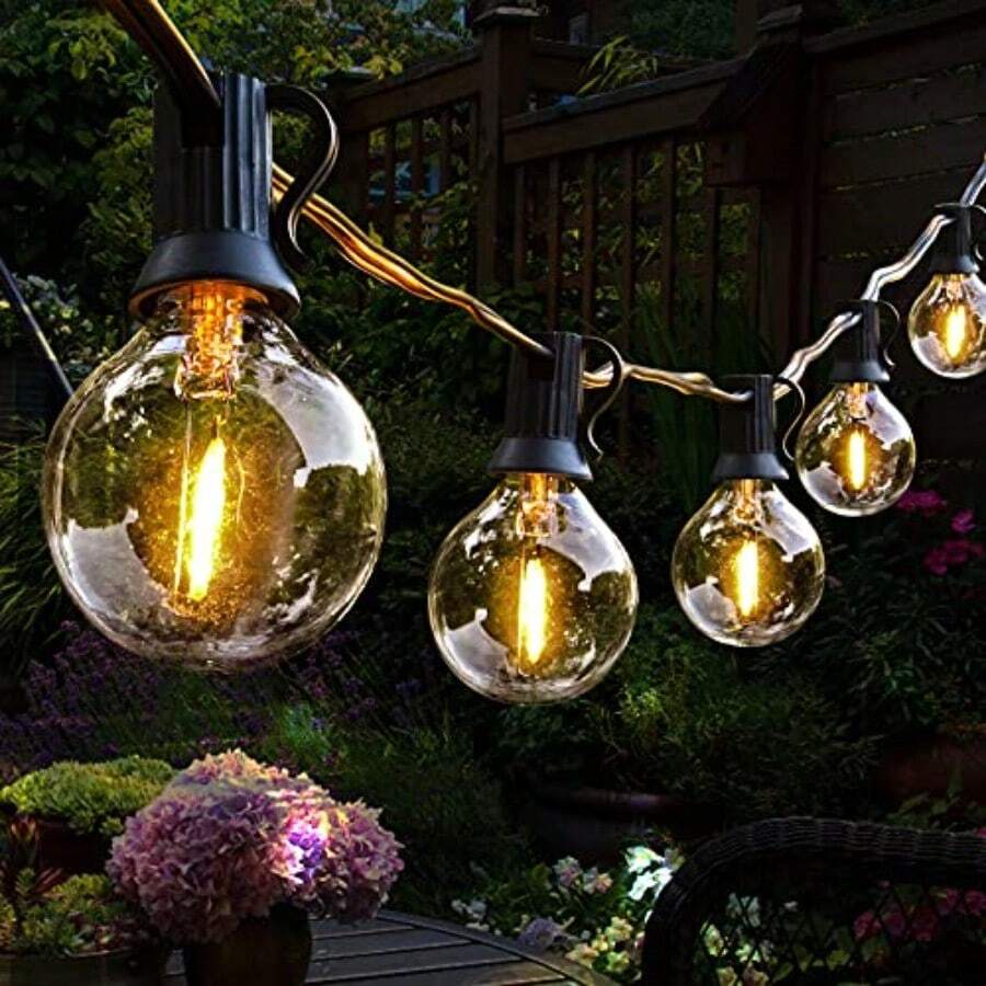 100ft Outdoor String Lights Waterproof Patio Lights Shatterproof LED Outside Globes UL Listed Exterior And Indoor Lighting Ideal For Backyard Decor Bistro Ambiance Party Lighting Garden Events Outdoor Dining And Seasonal Celebrations - màu đen - Xem 1