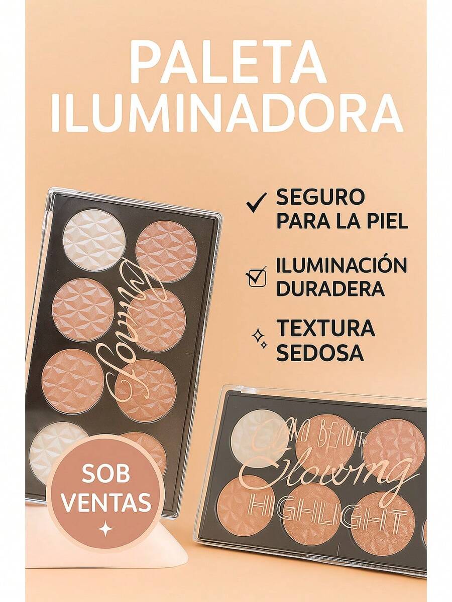 Iluminador en Polvo Compacto 8 Tonos – Brillo Natural para un Maquillaje Radiante - Por defecto - Ver 1
